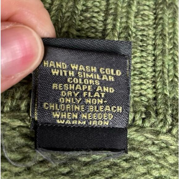 Aigle Mens Wool Zip Up Cardigan Sweater Knit Green‎ Stripe Grunge Y2K Medium - Picture 9 of 9